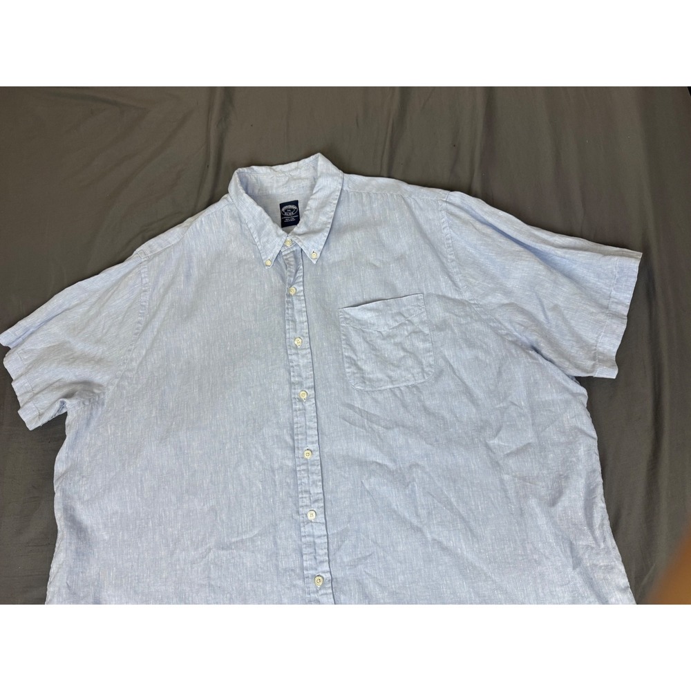 Brooks Brothers Baird McNutt Irish Linen Short Sleeve Shirt Blue 3XL Casual - Picture 11 of 15